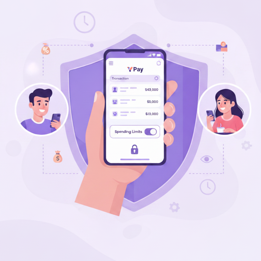 Parent monitoring child's spending on a mobile app